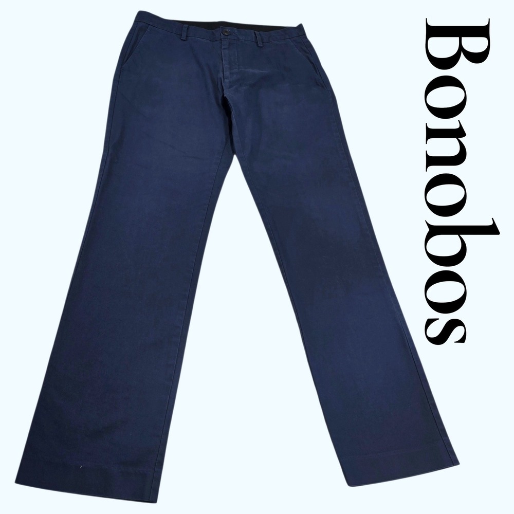 Bonobos Chino Pants Mens 32x32 Blue Cotton Blend Slim Fit 3XDRY Tech Drawstring